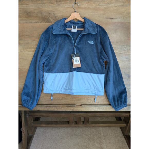 The North Face Novelty Osito Jacket Womens Small Blue Fleece Relaxed Fit 1/4 Zip - Picture 1 of 5
